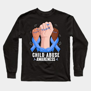 Child Abuse Prevention Awareness Month Blue Ribbon gift idea Long Sleeve T-Shirt